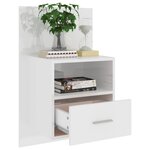 vidaXL Table de chevet murale Blanc brillant