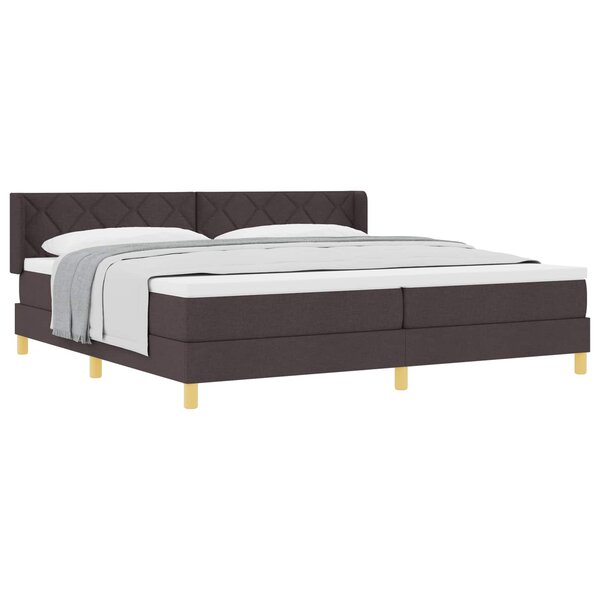 vidaXL Lit à ressorts avec matelas Marron foncé 200 x 200 cm tissu