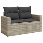 vidaXL Salon de jardin avec coussins 7 Pièces gris clair résine tressée