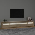 vidaXL Meuble TV avec lumières LED Chêne sonoma 270x35x40 cm