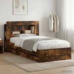 vidaXL Cadre de lit avec rangement Chêne fumé 90 x 190 cm
