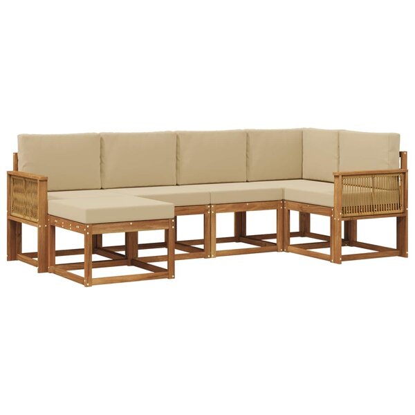 vidaXL Ensemble de canapés d'extérieur 6 pc Naturel et Beige Polyester