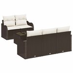 vidaXL Ensemble de canapé de jardin avec coussin 6 Pièces Marron  Crème