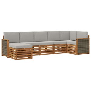 vidaXL Ensemble de canapés d'extérieur 6 pc Naturel et gris clair
