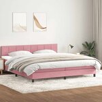 vidaXL Sommier à lattes de lit avec matelas et LED rose 180x210 cm velours