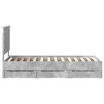 vidaXL Cadre de lit avec tiroir Gris béton 75 x 190 cm Bois Ingénierie