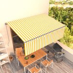 vidaXL Auvent manuel rétractable avec store 4x3 m Jaune et blanc