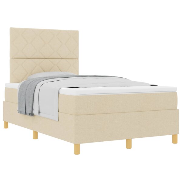 vidaXL Lit à ressorts avec matelas Crème 120 x 200 cm tissu