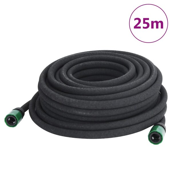 vidaXL Tuyau d'arrosage de jardin noir 0 6" 25 m caoutchouc