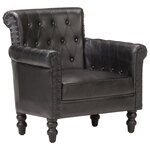 vidaXL Fauteuil Noir Cuir de chèvre véritable