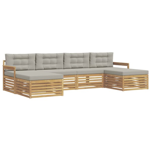vidaXL Ensemble de canapés d'extérieur 6 pc Blanc et gris clair