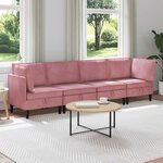 vidaXL Ensemble de meubles pour le salon 4 Pièces Rose Velours