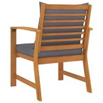 vidaXL Chaises de jardin lot de 2 avec coussin gris foncé Bois acacia