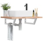 vidaXL Supports d'étagères pour lavabo 2 Pièces blanc trapèze acier