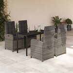 vidaXL Ensemble à manger de jardin 5 Pièces coussins gris résine tressée