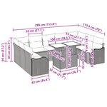Ensemble de Canapé de Jardin VidaXL 10 pièces avec Coussins Noir Rattan Poly