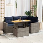vidaXL Salon de jardin 5 Pièces avec coussins gris résine tressée