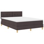 vidaXL Lit avec sommier avec matelas et LED marron foncé 140x200 cm tissu