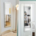 Miroir mural led miroir pleine longueur lumineux à 3 couleurs cadre en mdf 120 x 37cm blanc 20_0006878