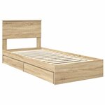 vidaXL Lit de Rangement Chêne Sonoma 90 x 190 cm Bois d'ingénierie