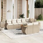 vidaXL Salon de jardin avec coussins 9 Pièces beige résine tressée