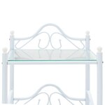 vidaXL Table de chevet Acier et verre trempé 45 x 30 5 x 60 cm Blanc
