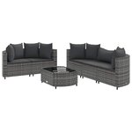 vidaXL Salon de jardin 6 Pièces avec coussins gris résine tressée
