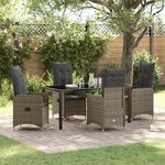 vidaXL Ensemble de salle à manger pour jardin 5 Pièces Gris Poly rotin