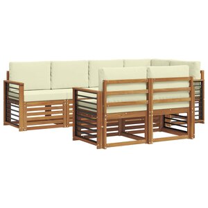 vidaXL Ensemble de canapés d'extérieur 7 pc Naturel et Crème Polyester