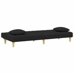 vidaXL Canapé-lit à 2 places et oreillers et repose-pied noir tissu