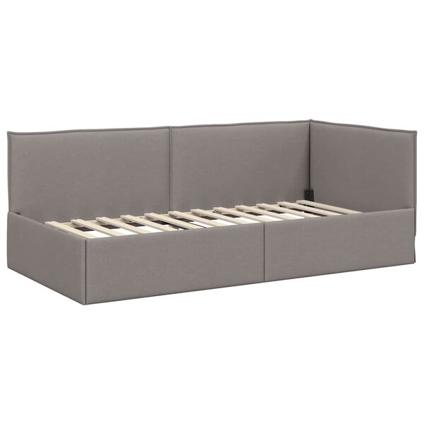 vidaXL Cadre de lit d'angle avec tête de lit Taupe 80 x 200 cm tissu