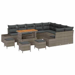 vidaXL Ensemble de canapé de jardin 13 Pièces Gris Poly rotin