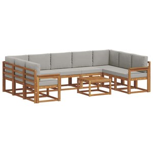 vidaXL Ensemble de canapés d'extérieur 10 pc Gris Naturel et Clair