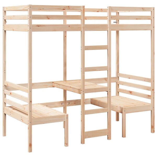 vidaXL Lit mezzanine avec bureau et chaises 90x190 cm pin massif