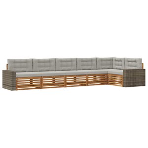 vidaXL Ensemble de canapés d'extérieur 6 pc Naturel et gris clair