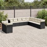 vidaXL Salon de jardin 11 Pièces avec coussins noir résine tressée