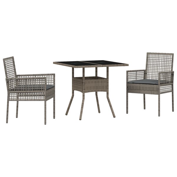 vidaXL Ensemble de salle à manger de jardin 3 pièces en poly rattan gris