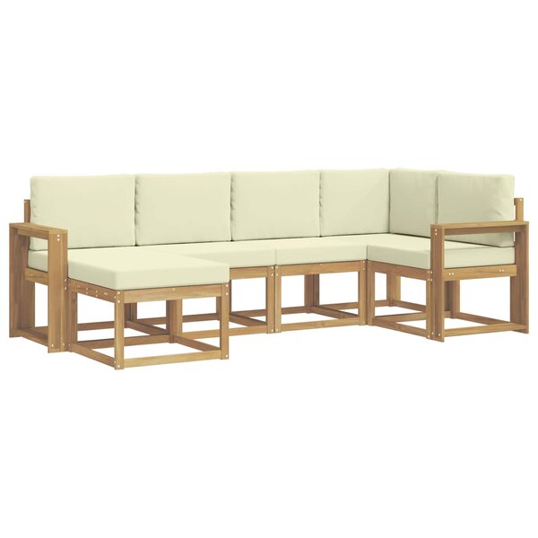 vidaXL Ensemble de canapés d'extérieur 6 pc Blanc et crème Polyester