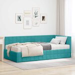 vidaXL Cadre de lit d'angle avec matelas 2 pc Turquoise 90 x 190 cm