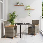 vidaXL Ensemble de salle à manger pour jardin 3 Pièces Gris polyrotin