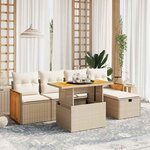 vidaXL Salon de jardin avec coussins 6 Pièces beige résine tressée