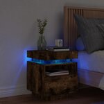vidaXL Armoire de chevet avec lumières LED chêne fumé 40x39x48 5 cm