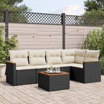 vidaXL Salon de jardin 6 Pièces avec coussins noir résine tressée