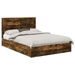 vidaXL Lit de Rangement Chêne fumé 160 x 200 cm Bois d'ingénierie