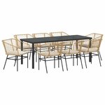 vidaXL Ensemble de salle à manger pour jardin 9 pc Marron polyrotin