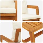 vidaXL Ensemble Bistro 2 pièces avec coussins en bois massif d'acacia