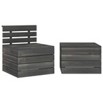 vidaXL Salon de jardin palette 2 Pièces Bois de pin massif Gris foncé