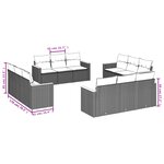 vidaXL Salon de jardin avec coussins 12 Pièces gris résine tressée