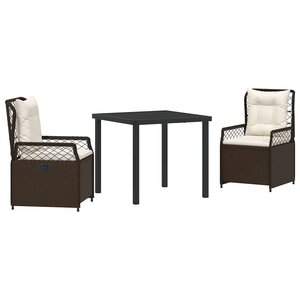 vidaXL Ensemble de salle à manger pour jardin 3 Pièces Marron polyrotin