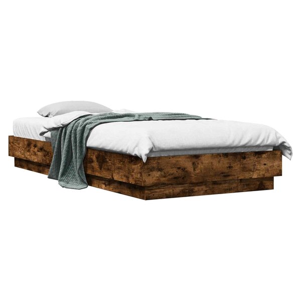 vidaXL Cadre de lit au sol Chêne fumé 80 x 200 cm Bois d'ingénierie